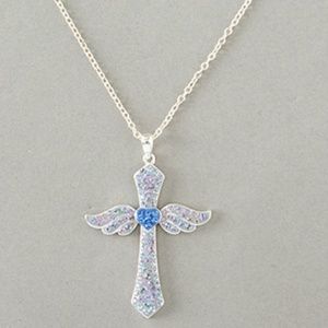 Silver Plated Purple Cross Pendant Necklace